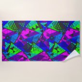 Serviette De Plage Neon abstrait. (Devant)