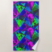 Serviette De Plage Neon abstrait. (Devant)