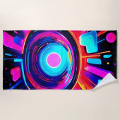 Serviette De Plage Neon Burst : Énergie Abstraite (Devant)