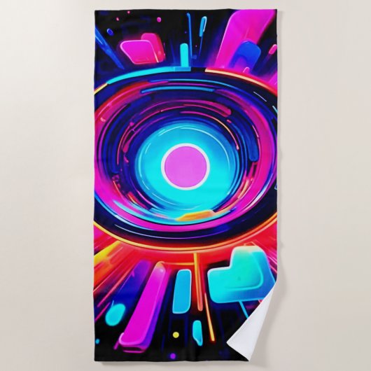 Serviette De Plage Neon Burst : Énergie Abstraite (Devant)