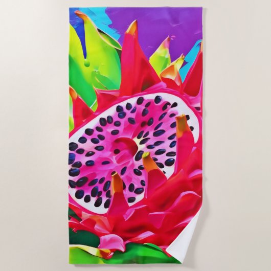 Serviette De Plage Neon Dragon Fruit Splendor (Devant)