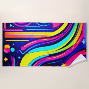 Serviette De Plage Neon Dreams : Une odyssée numérique psychédélique