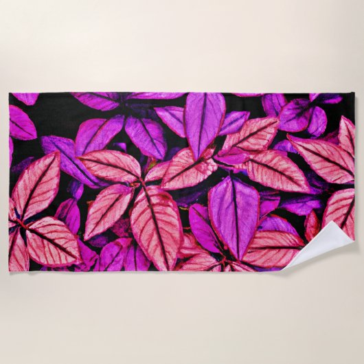 Serviette De Plage Neon Feuille se demande (Devant)