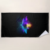 Serviette De Plage Neon Firefly sur noir (Devant)