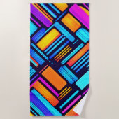 Serviette De Plage Neon Géométrique Abstrait (Devant)