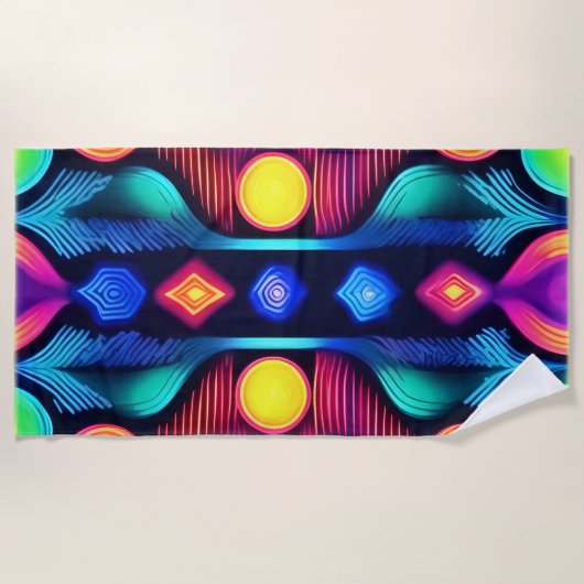 Serviette De Plage Neon Geometry Mandala Art (Devant)