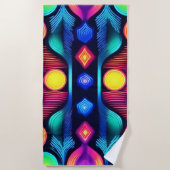 Serviette De Plage Neon Geometry Mandala Art (Devant)