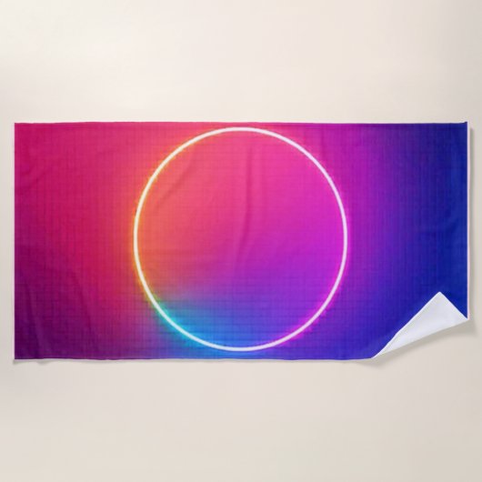 Serviette De Plage Neon Glow Circle Abstract Art (Devant)