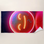 Serviette De Plage Neon Glow Happy Face Art (Devant)