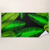 Serviette De Plage Neon Green Art Feuille. Acheter maintenant (Devant)