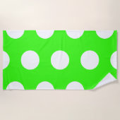 Serviette De Plage Neon Green Blanc Grand Pois (Devant)