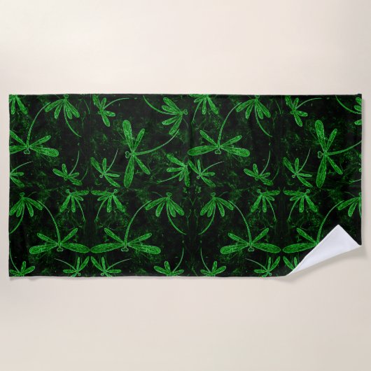 Serviette de plage Neon Green Dragonfly (Devant)