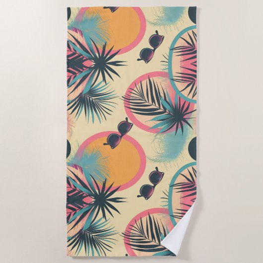 Serviette de plage Neon Horizon Oasis (Devant)