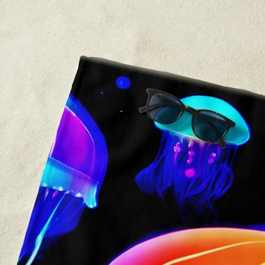 Serviette De Plage Neon Jellyfish (En situation)