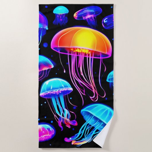Serviette De Plage Neon Jellyfish (Devant)