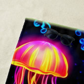 Serviette De Plage Neon Jellyfish Dreamscape (En situation)