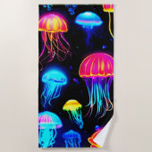 Serviette De Plage Neon Jellyfish Dreamscape (Devant)