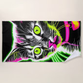 Serviette De Plage Neon Kitty Feline Art (Devant)