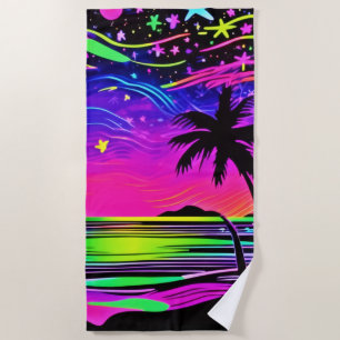 Serviette De Plage Neon Night Beach