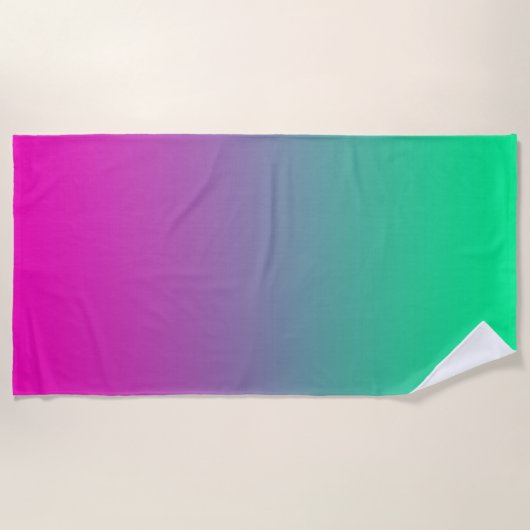 Serviette De Plage Neon Ombre Gradient Vert Violet Rose (Devant)