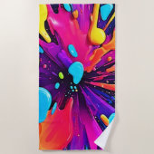 Serviette De Plage Neon Paint Burst Art (Devant)