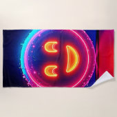 Serviette De Plage Neon Smile: Bright Happy Glow Design (Devant)