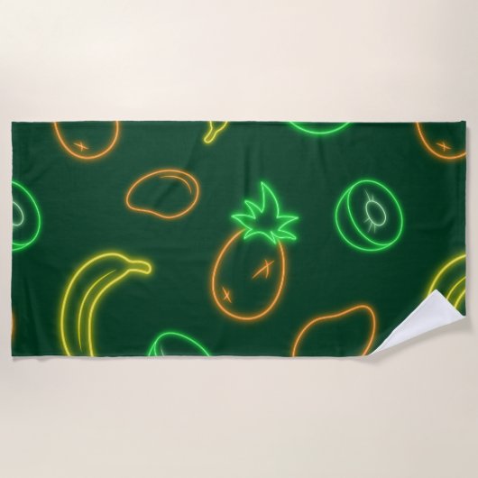 Serviette De Plage Neon Tropical Fruit Pattern Beach Towel (Devant)