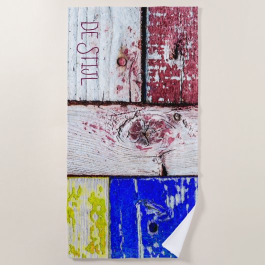 Serviette De Plage Néoplasticisme amusant style d'art en bois personn (Devant)