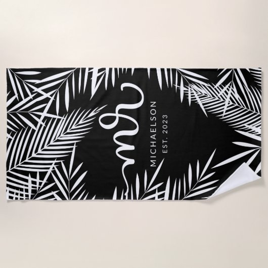 Serviette De Plage New Mr. | Feuilles tropicales (Devant)