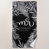Serviette De Plage New Mr. | Feuilles tropicales (Devant)