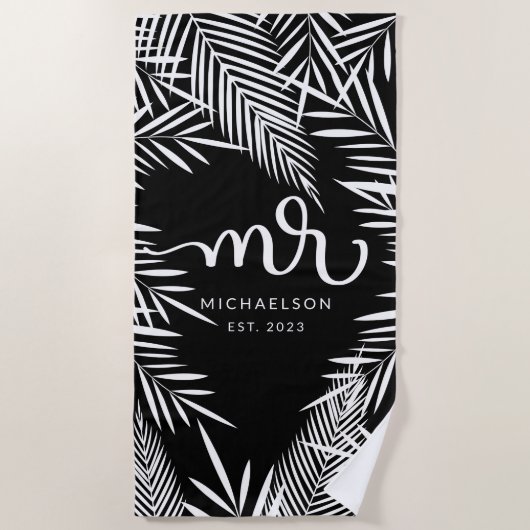 Serviette De Plage New Mr. | Feuilles tropicales (Devant)