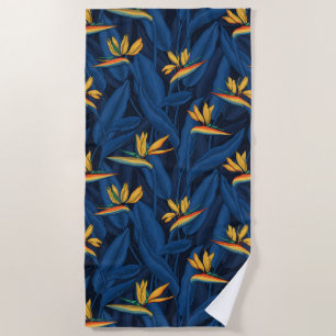 Serviette De Plage Night bird of Paradise garden 2