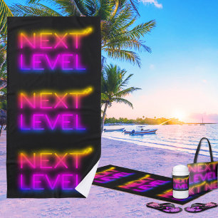 Serviette De Plage Niveau suivant Tahiti Sunset Neon Noir