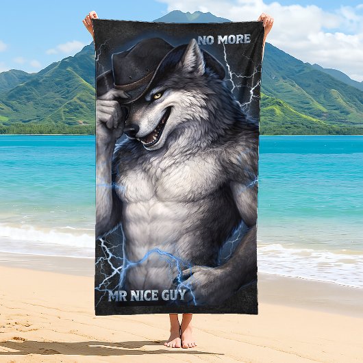 Serviette De Plage No More Mr Nice Guy Funny Alpha Wolf Meme Brainrot