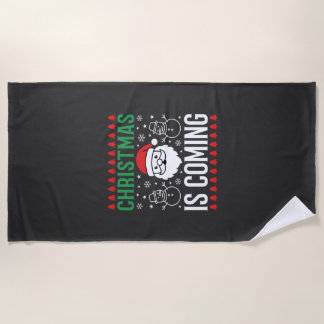 Serviette De Plage Noël arrive Père Noël bonhomme de neige