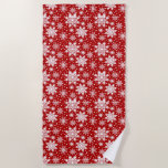 Serviette De Plage Noël blanc et rouge Flocon de neige Motif sans cou<br><div class="desc">Enveloppez-vous dans la joie des fêtes avec cette serviette de plage sur le thème de Noël, avec un motif de flocon blanc et rouge transparent. Parfait pour une journée festive à la plage ou à la piscine, cette serviette ajoute une touche hivernale à votre plaisir d'été. C'est aussi une excellente...</div>