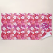 Serviette De Plage Noël d'hiver Mittens Motif en rose (Devant)