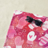 Serviette De Plage Noël d'hiver Mittens Motif en rose (En situation)