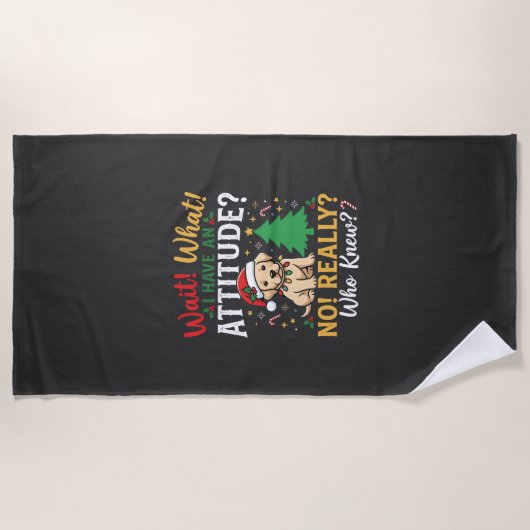 Serviette De Plage Noël drôle attitude chien vacances (Devant)