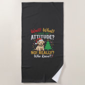 Serviette De Plage Noël drôle attitude chien vacances (Devant)