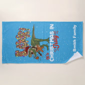 Serviette De Plage Noël en juillet Dinosaur Funny Personnalisé (Devant)
