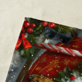 Serviette De Plage Noël Fête de chien teckel festive (En situation)