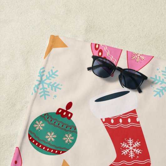 Serviette De Plage Noël mignon (En situation)