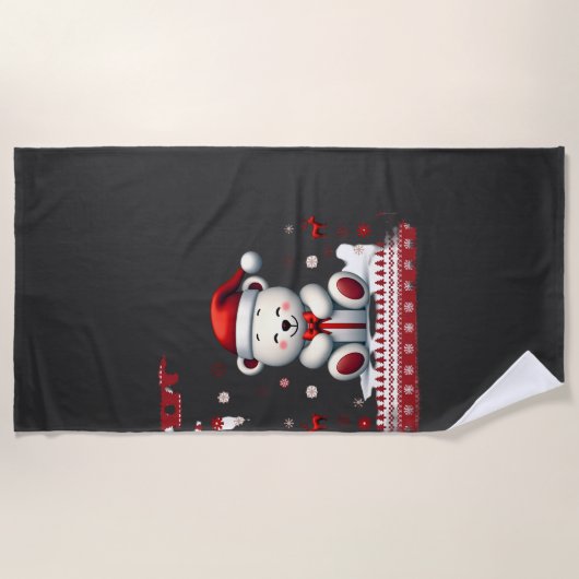 Serviette De Plage Noël Ours Noël (4) (Devant)