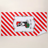 Serviette De Plage Noël Père Noël Boston Terrier (noir) mignonne (Devant)
