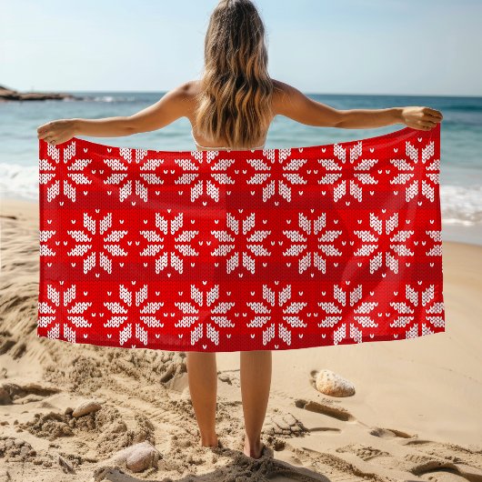 Serviette De Plage Noël Rouge Blanc Vacances Vacances Knit Flèches ne