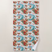 Serviette De Plage Noël Surfant Santa avec Santa Surfeur (Devant)