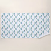 Serviette De Plage Noeud bleu coquette côtier monogrammé (Devant)