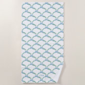 Serviette De Plage Noeud bleu coquette côtier monogrammé (Devant)