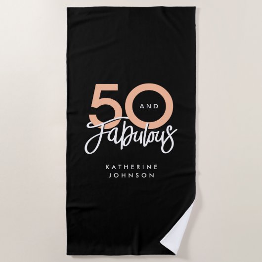 Serviette De Plage Noir 50 et fabuleux moderne 50e anniversaire (Devant)